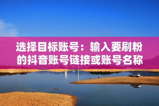 选择目标账号：输入要刷粉的抖音账号链接或账号名称，并选择
