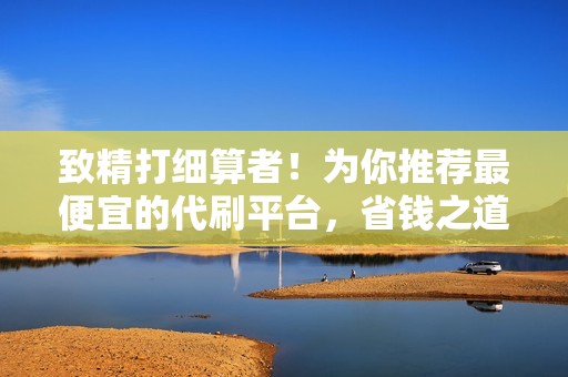 致精打细算者！为你推荐最便宜的代刷平台，省钱之道尽在掌握！