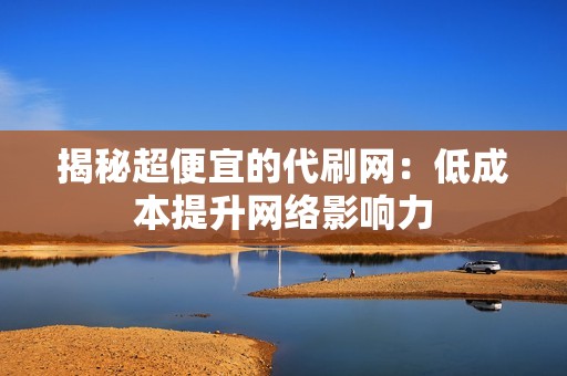 揭秘超便宜的代刷网：低成本提升网络影响力