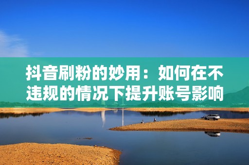 抖音刷粉的妙用:如何在不违规的情况下提升账号影响力 抖音刷粉的妙用:如何在不违规的情况下提升账号影响力