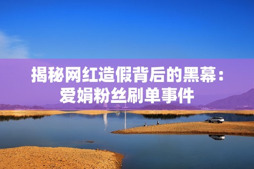 揭秘网红造假背后的黑幕：爱娟粉丝刷单事件