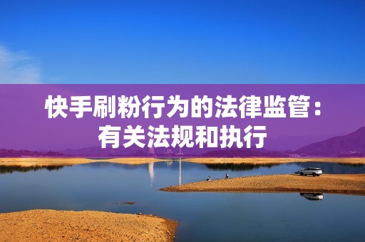 快手刷粉行为的法律监管：有关法规和执行