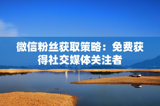 微信粉丝获取策略:免费获得社交媒体关注者 微信粉丝获取策略:免费获得社交媒体关注者