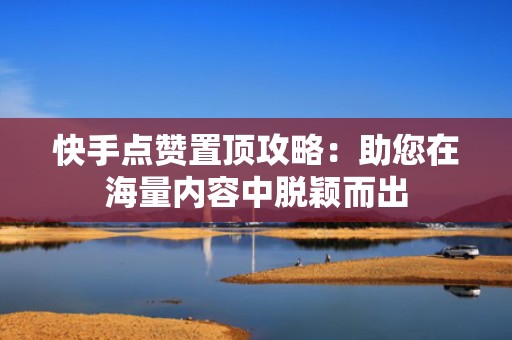 快手点赞置顶攻略：助您在海量内容中脱颖而出