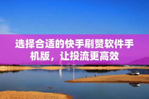 选择合适的快手刷赞软件手机版，让投流更高效