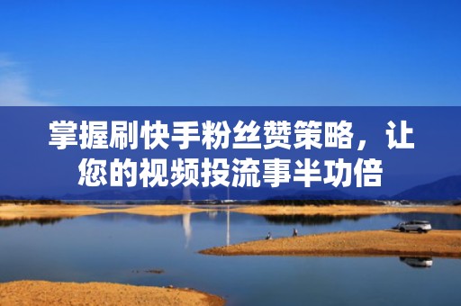 掌握刷快手粉丝赞策略，让您的视频投流事半功倍