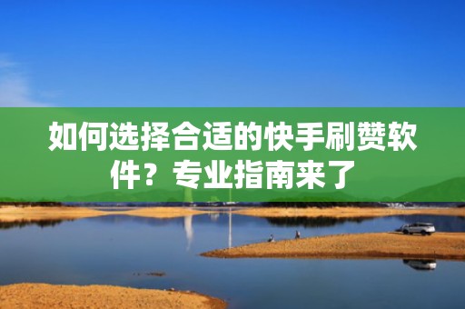 如何选择合适的快手刷赞软件？专业指南来了