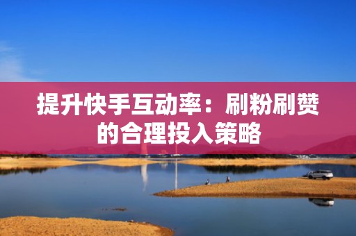 提升快手互动率：刷粉刷赞的合理投入策略