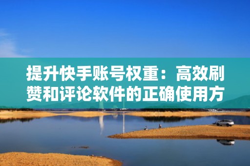 提升快手账号权重：高效刷赞和评论软件的正确使用方法