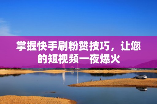 掌握快手刷粉赞技巧，让您的短视频一夜爆火