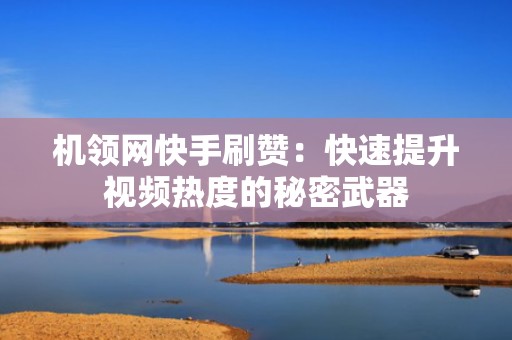 机领网快手刷赞：快速提升视频热度的秘密武器