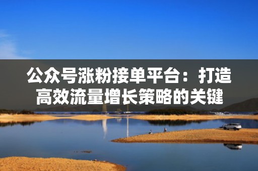 公众号涨粉接单平台：打造高效流量增长策略的关键