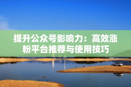 提升公众号影响力：高效涨粉平台推荐与使用技巧