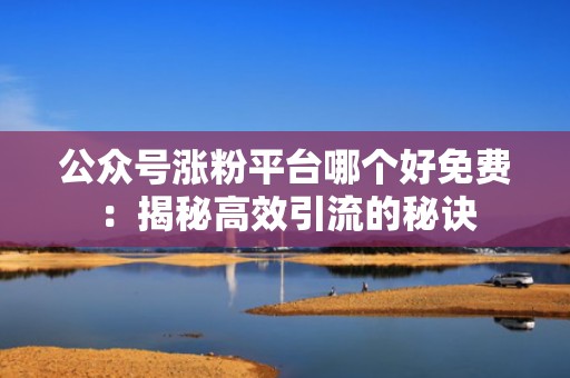 公众号涨粉平台哪个好免费：揭秘高效引流的秘诀