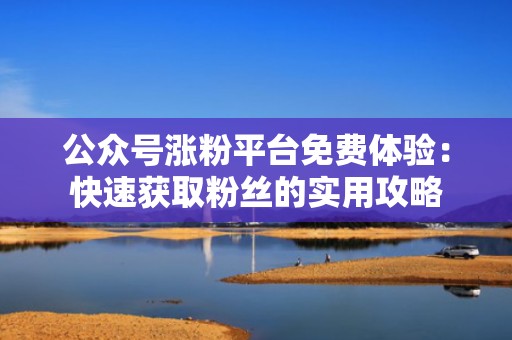 公众号涨粉平台免费体验：快速获取粉丝的实用攻略