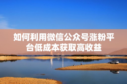 如何利用微信公众号涨粉平台低成本获取高收益