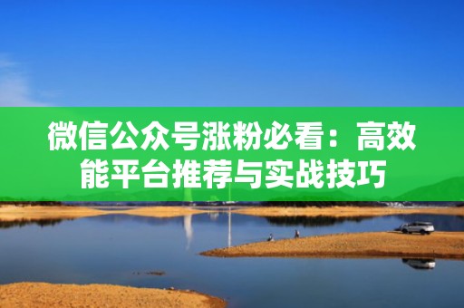微信公众号涨粉必看：高效能平台推荐与实战技巧
