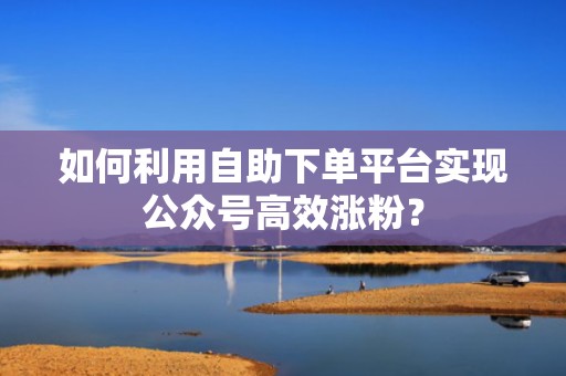 如何利用自助下单平台实现公众号高效涨粉？