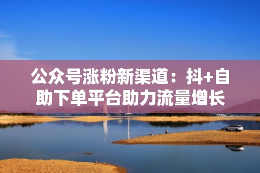 公众号涨粉新渠道：抖+自助下单平台助力流量增长