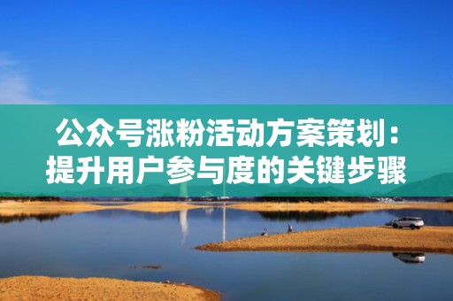 公众号涨粉活动方案策划：提升用户参与度的关键步骤