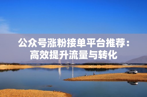公众号涨粉接单平台推荐：高效提升流量与转化