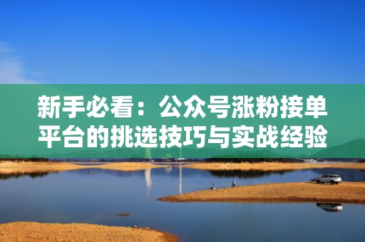 新手必看：公众号涨粉接单平台的挑选技巧与实战经验