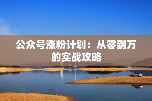 公众号涨粉计划：从零到万的实战攻略
