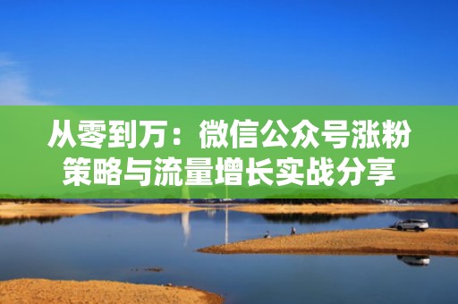 从零到万：微信公众号涨粉策略与流量增长实战分享