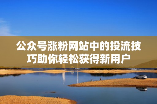 公众号涨粉网站中的投流技巧助你轻松获得新用户