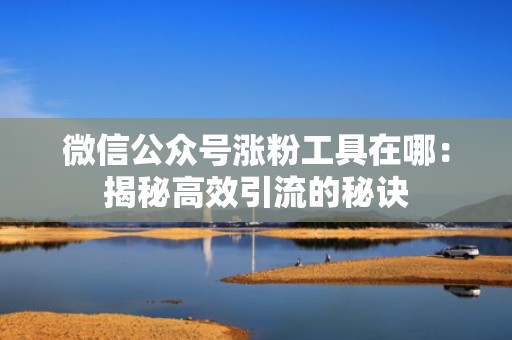 微信公众号涨粉工具在哪：揭秘高效引流的秘诀