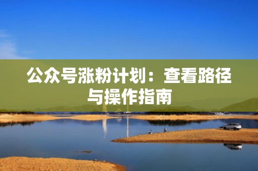 公众号涨粉计划：查看路径与操作指南