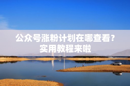 公众号涨粉计划在哪查看？实用教程来啦