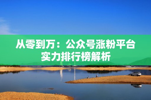 从零到万：公众号涨粉平台实力排行榜解析