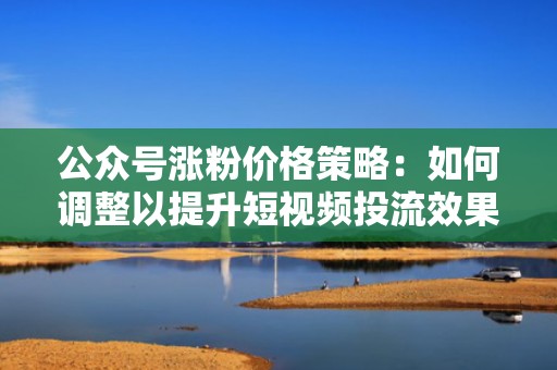 公众号涨粉价格策略：如何调整以提升短视频投流效果