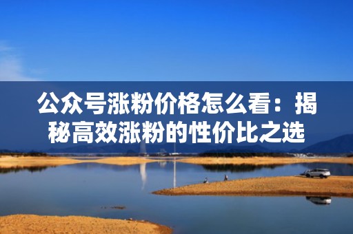 公众号涨粉价格怎么看：揭秘高效涨粉的性价比之选