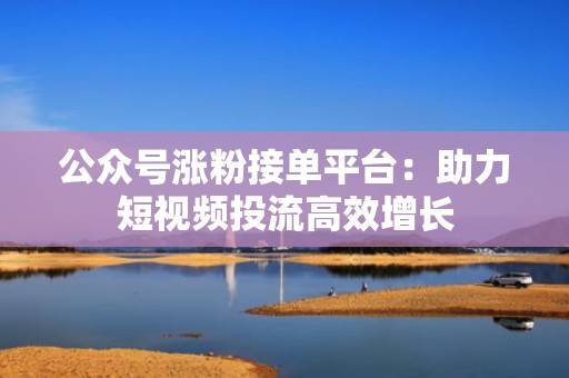 公众号涨粉接单平台：助力短视频投流高效增长