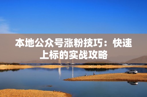 本地公众号涨粉技巧：快速上标的实战攻略