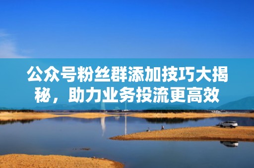 公众号粉丝群添加技巧大揭秘，助力业务投流更高效