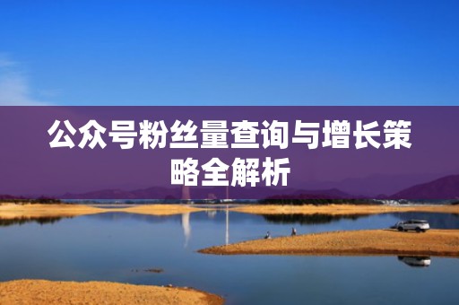 公众号粉丝量查询与增长策略全解析