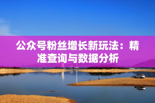 公众号粉丝增长新玩法：精准查询与数据分析