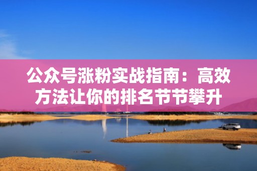 公众号涨粉实战指南：高效方法让你的排名节节攀升
