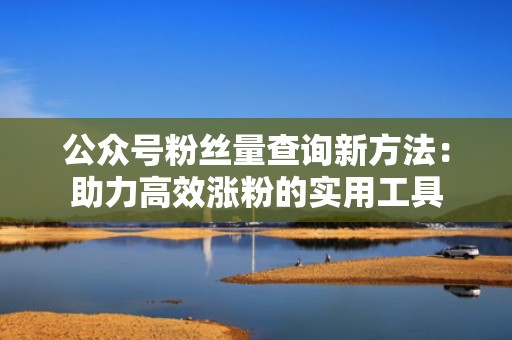 公众号粉丝量查询新方法：助力高效涨粉的实用工具