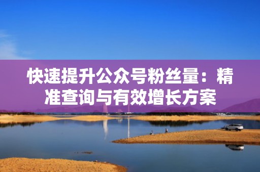 快速提升公众号粉丝量：精准查询与有效增长方案