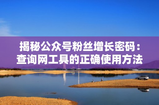 揭秘公众号粉丝增长密码：查询网工具的正确使用方法