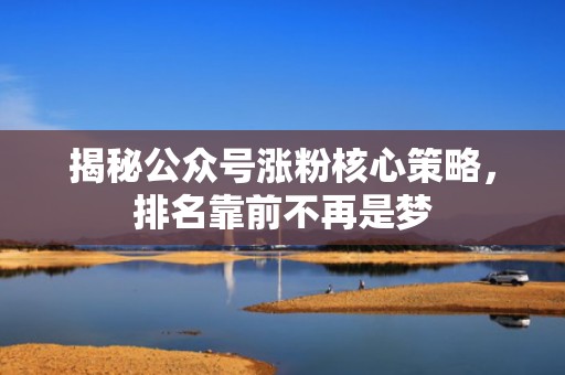 揭秘公众号涨粉核心策略，排名靠前不再是梦