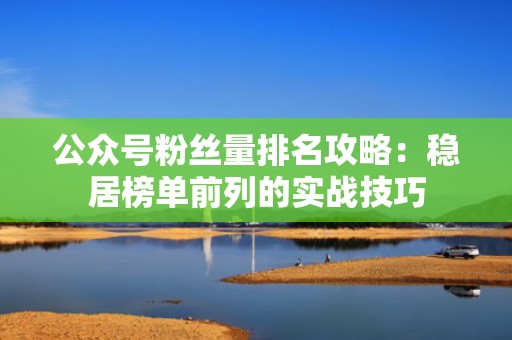 公众号粉丝量排名攻略：稳居榜单前列的实战技巧