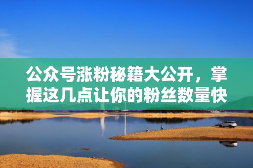 公众号涨粉秘籍大公开，掌握这几点让你的粉丝数量快速增长！