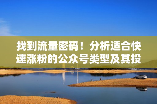 找到流量密码！分析适合快速涨粉的公众号类型及其投流策略