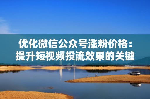 优化微信公众号涨粉价格：提升短视频投流效果的关键