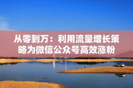 从零到万：利用流量增长策略为微信公众号高效涨粉